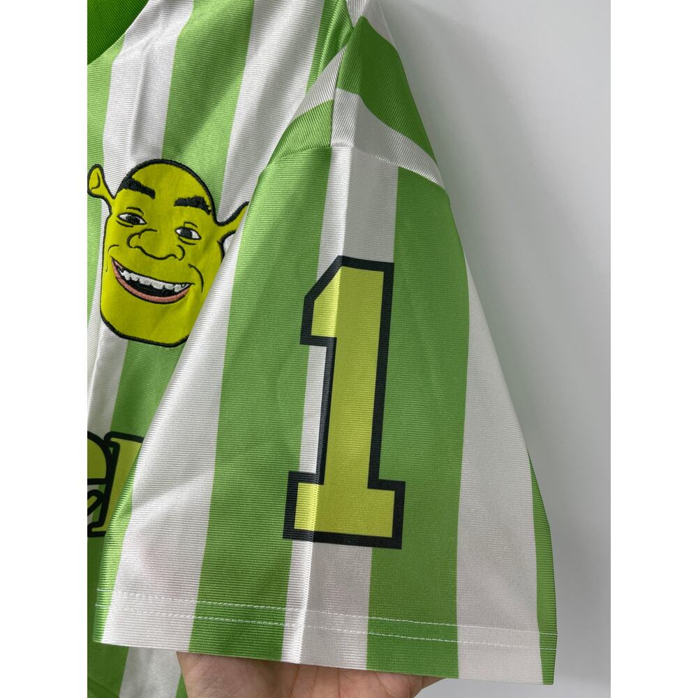 Shrek Soccer Jersey Shirt Mens Large Green White Striped VNeck DreamWorks NEW - Picture 11 of 16
